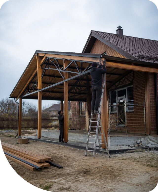 Пристройка навеса к дому и участку в Луге под ключ