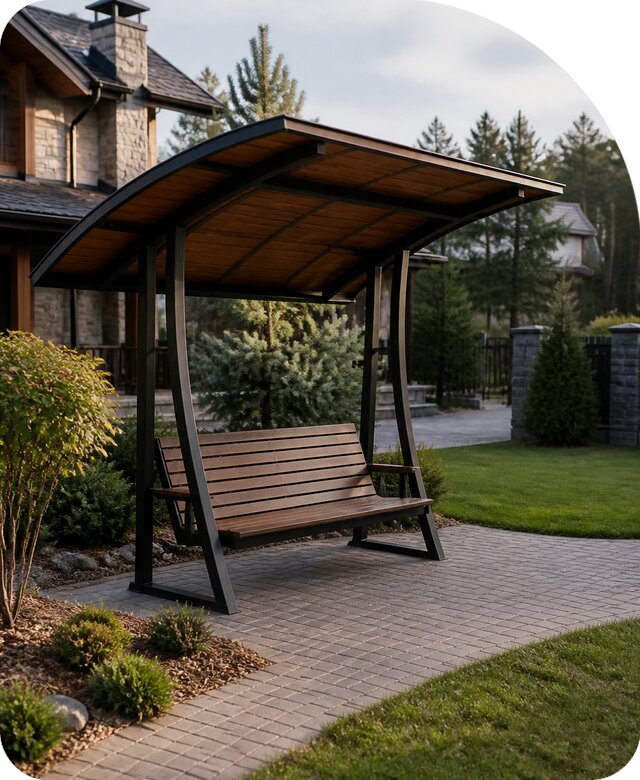 Скамейка с навесом под ключ в Луге по цене от 28353 р. | РадиДОМА-Лга